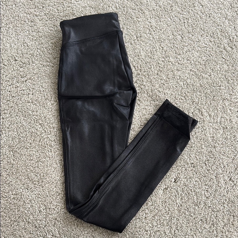 SPANX Black Faux Leather Leggings XS